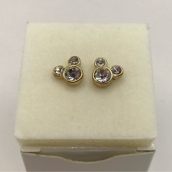 Avon Disney Gold-Tone & Rhinestones Mickey Mouse Stud Earrings - Picture 2 of 6